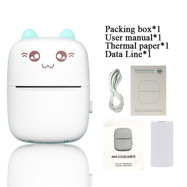 

Портативный термопринтер в форме кота, карманный термопринтер для фотографий, принтер для этикеток, 58 мм, беспроводные принтеры с Bluetooth, Android, IOS