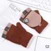 Fashion Flipped Cover Knitted Glove Thickening Gloves Half-finger Gloves Winter Warm Mittens