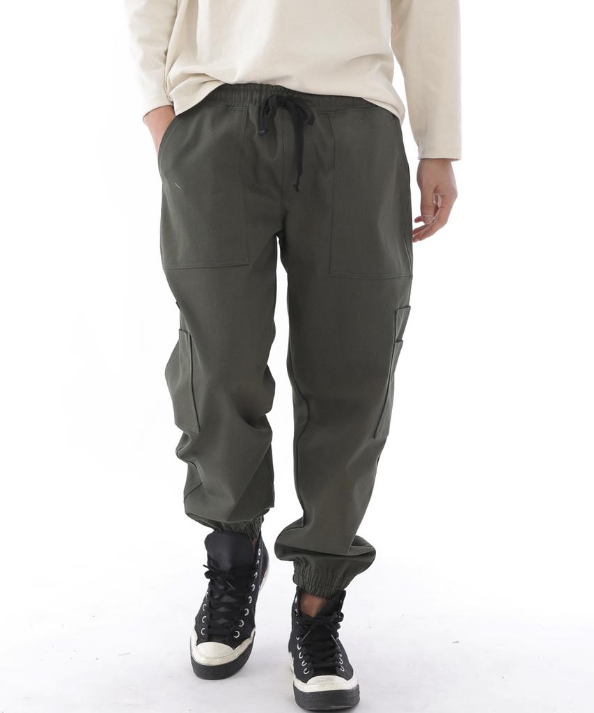 Seinteukeulu Two-Layer Wide Cargo Jogger Pants W2-308J Khaki