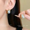 Silver needle pleated artificial pearl stud earrings French retro high-end earrings irregular fashion personalized earrings women