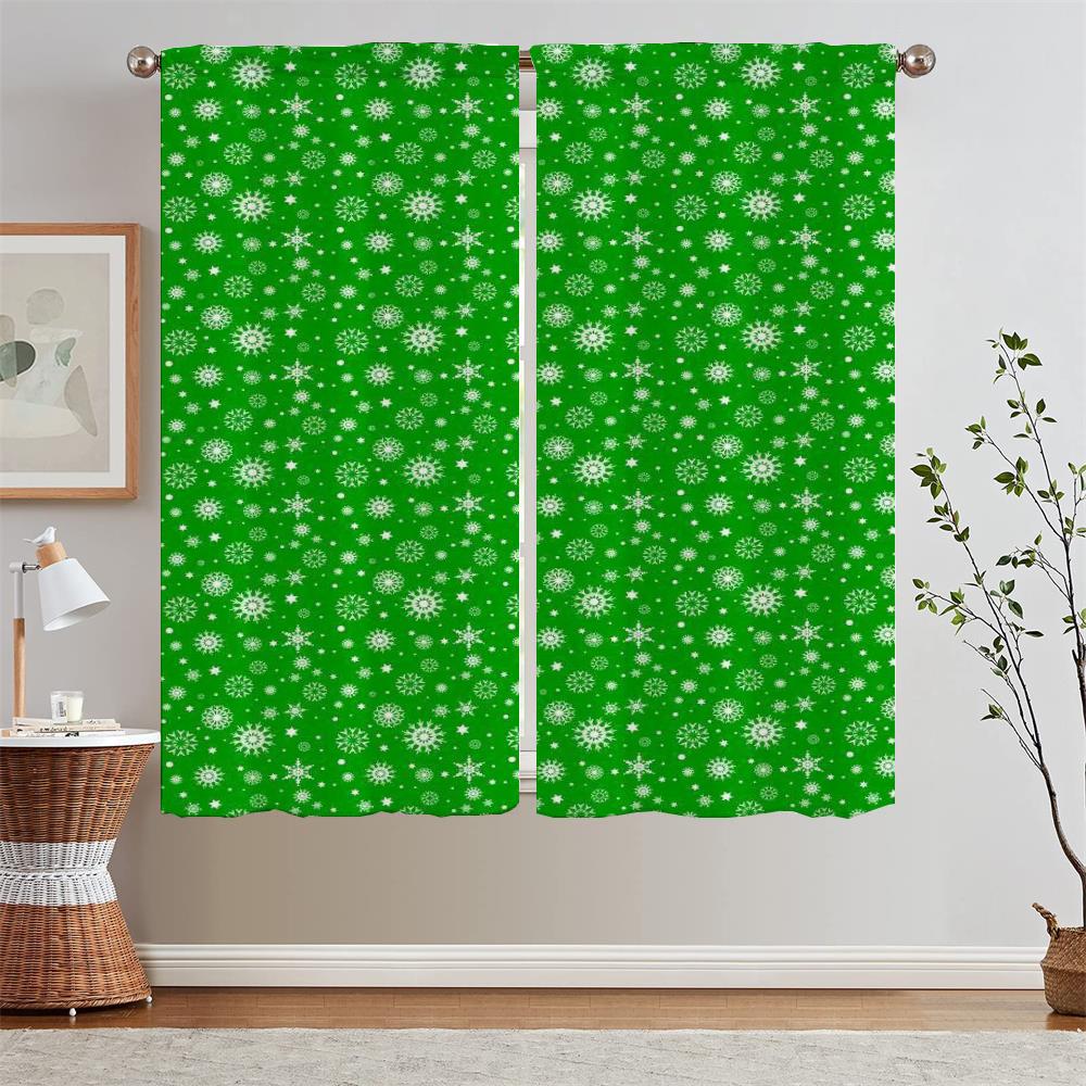 Snowflake Blackout Curtain for Living Room Decoration Black Out Curtains 2 Pcs Set Window Sheer Curtains Salon 2 Pieces Blinds