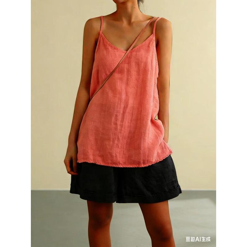 TIFICY Camicette e camicie senza maniche con scollo a V, stampa tinta unita, moda casual estate primavera da donna