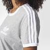 Adidas Originals Trefoil Striped Logo Print Sports Training Crew Neck Short Sleeve T-Shirt Women Tops Gray BK7131