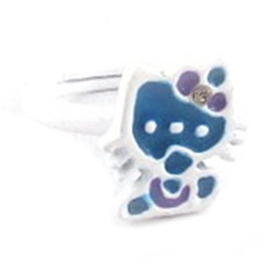 [R8347] - Children's Ring 'Hello Kitty' Blue - 10x10 Mm