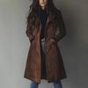 2026 High-Quality Women's Fall/Winter Coat with Turn-Down Collar and Suede Fabric, Long Trench Coat