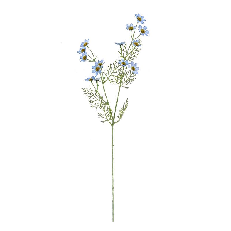 High-Grade Artificial 2-Branch Long Stem Flocked Small Daisy Bouquet for Home Dining Table Decor