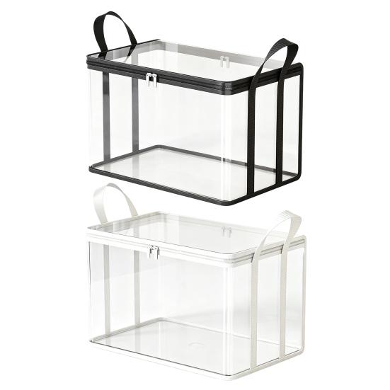 Clothes Storage Box, Durable Clear PVC Storage Bins, with Reinforced Handles Double Zipper Design, Large Capacity Moisture-Proof Organizer Bags