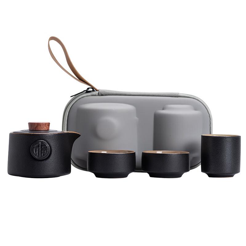 Yi Pan Portable Black Pottery Travel Tea Set