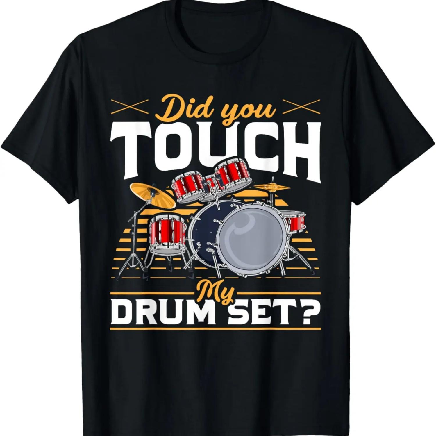 Cat Playing Drums Funny Drum Kit Drummer Gift T-Shirt S