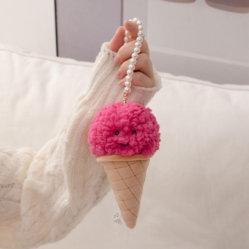 Candy-colored Ice Cream Cone Ice Cream Bag Key Pendant Super Soft Dolls Cartoon Plush Toys Comfortable Fabric Birthday Gifts
