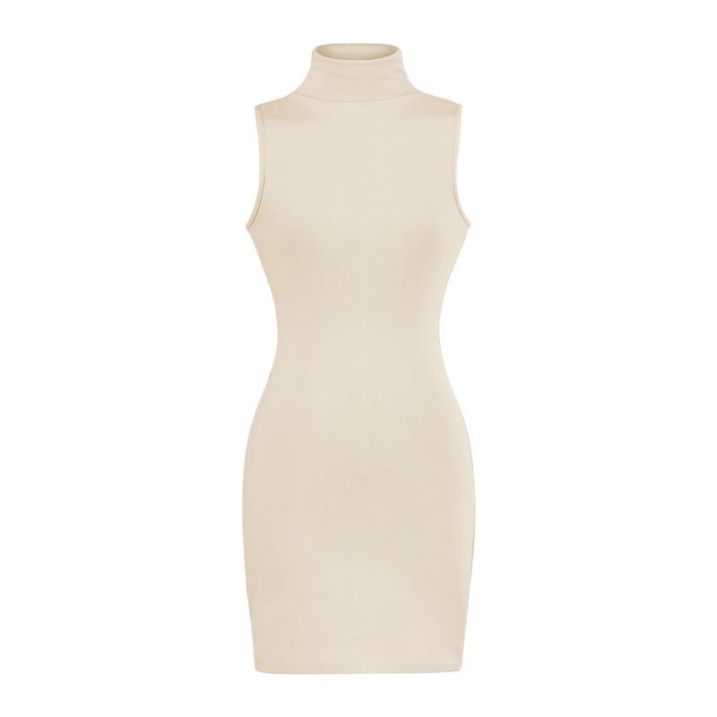 Women s Sleeveless Slimming Bodycon Dress with Semi-High Neck and Elastic Fit Small