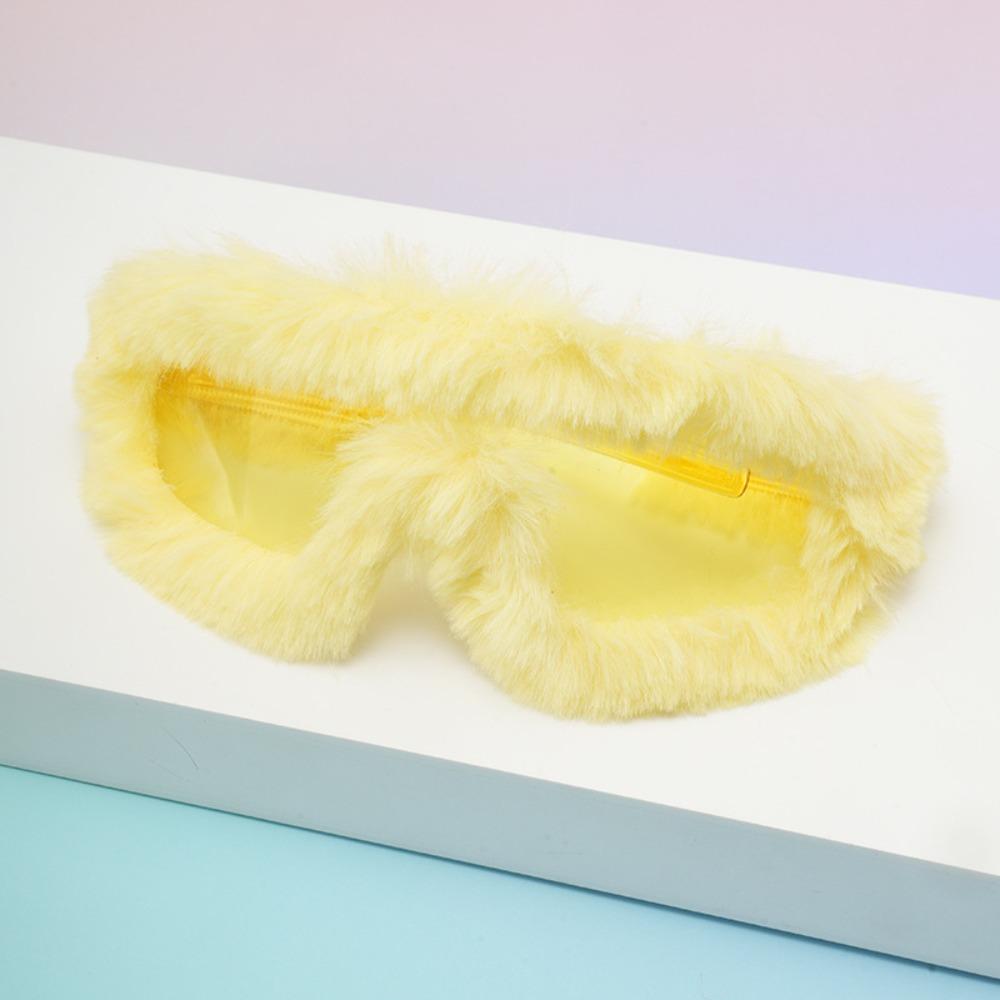 Y2K Retro Sunglasses Furry Velvet Winter Sunglasses Soft UV400 Punk Sunglasses Winter Christmas Halloween Party