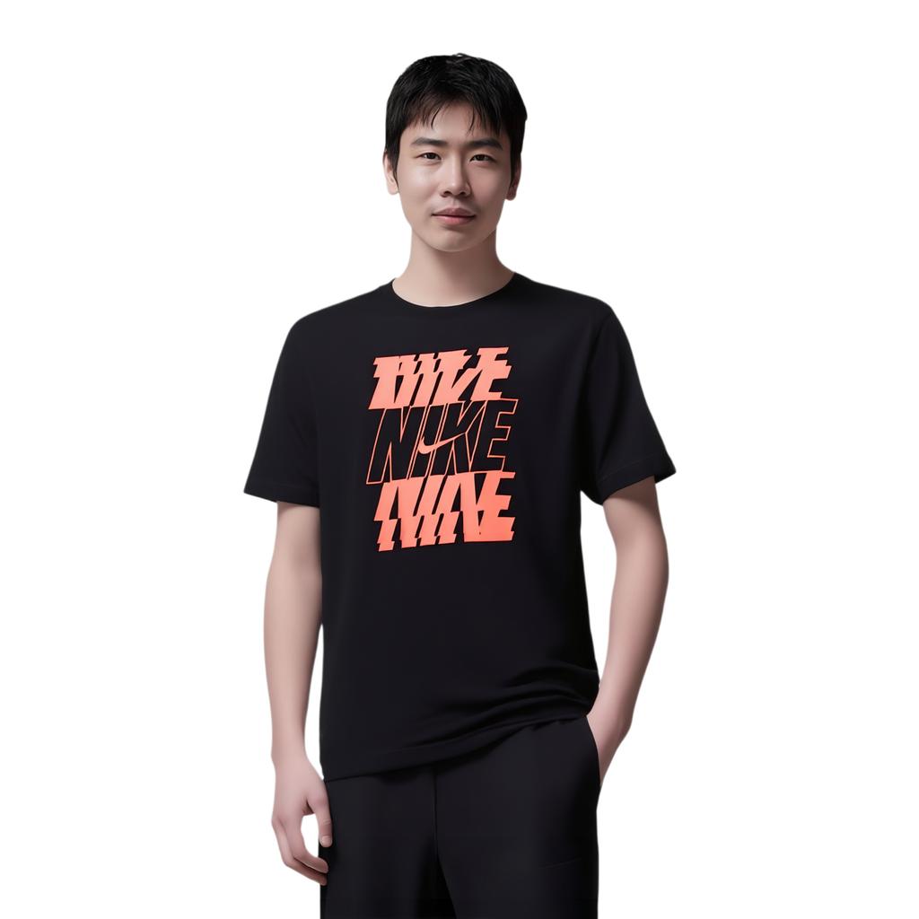 Nike Letter Print Casual Sports Short Sleeve T-Shirt Men Tops Black DB6476-010