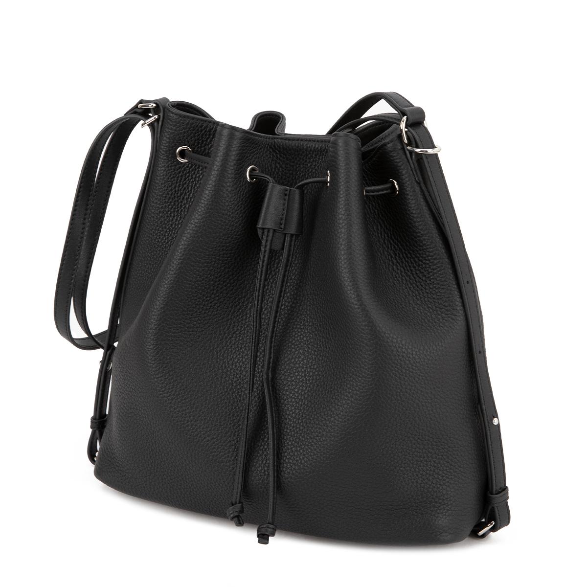 VENOF Нишевая сумка-ведро из кожи высшего качества - Трансформируемая для ношения через плечо, на одном плече и как рюкзак. Ключевые детали с пояснениями ONE SIZE чёрный