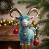 Chinese Zodiac Acrylic Charms 2D Goat Christmas Hanging Ornament, 3.15 Inch Farm Animal Xmas Tree Durable Decorative Boards Decoration for Car