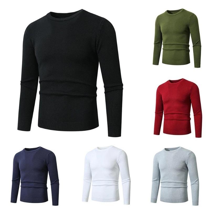 Men S Slim Fit Crew Neck Long Sleeve Knit Sweater Autumn Casual
