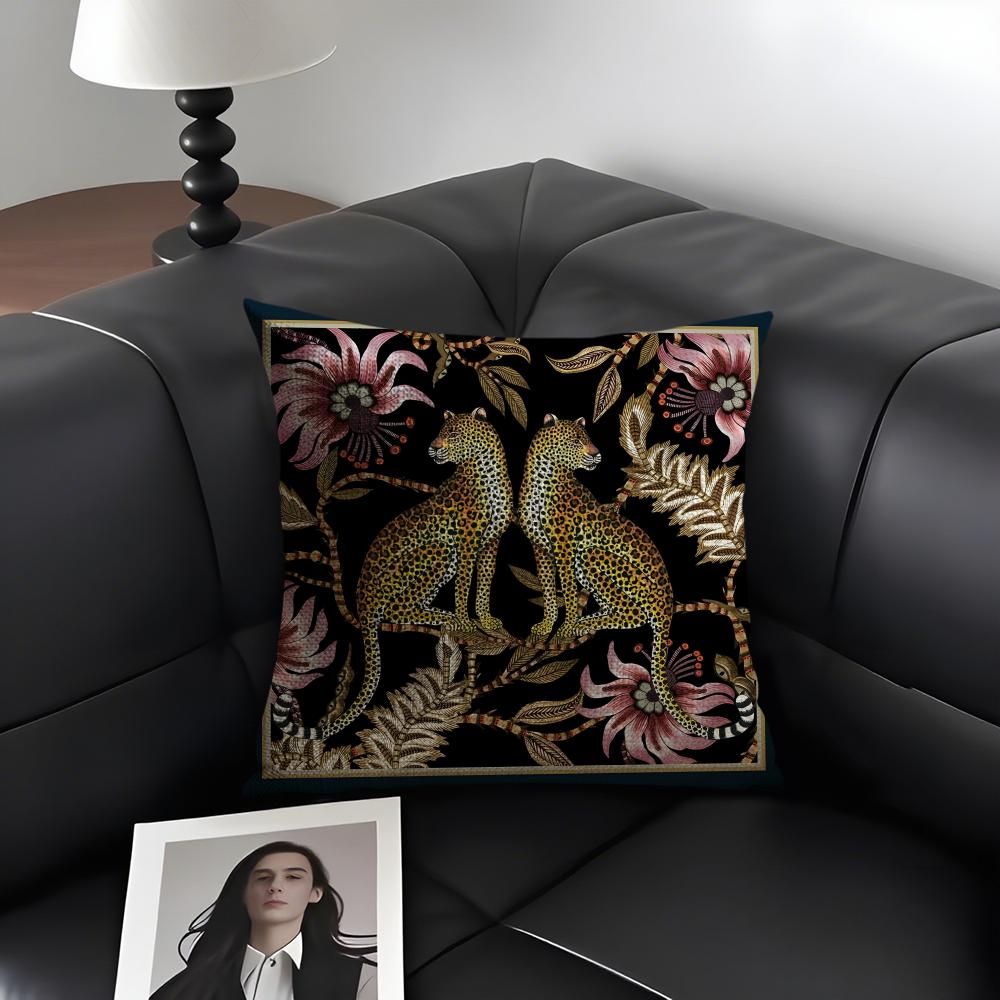 Animals Classical Cushion Cover Natural Linen Organic Fabric DoubleSided Printing Sofa Home Decor Gift Pillow Case