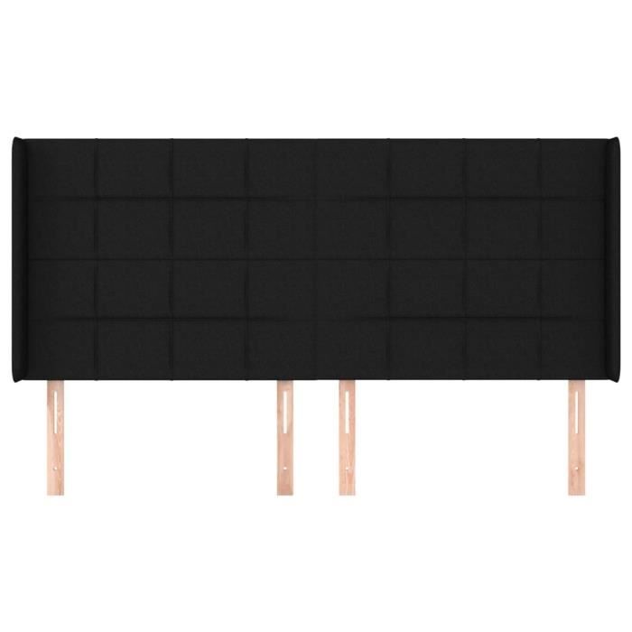 VidaXL Tête de lit avec oreilles Noir 183x16x118-128 cm Tissu3119596