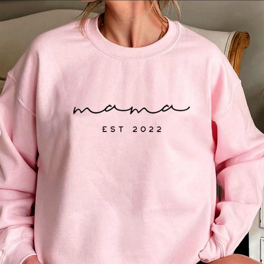 Mama EST 2023 Sweatshirt Mama Sweatshirt Valentine's Day Shirt Mothers Day Gift Gift for Her Birthday Gift Women Fashion Hoodies