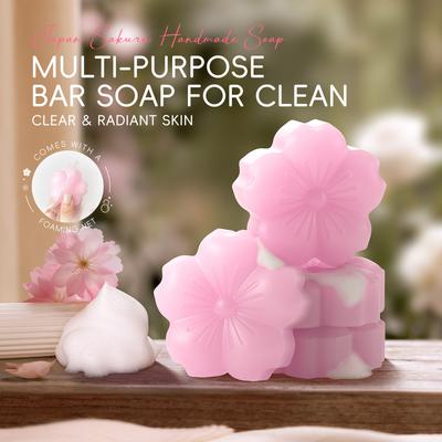 Sakura El Yapımı Sabun - 70g Kiraz Çiçeği Tasarımlı Bitkisel Banyo Sabunu, Kadın & Erkek İçin Kokulu Çiçek Özü, Doğal Cilt Bakımı Hediyesi