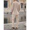 Completo da uomo autunnale casual con camicia a bottoni a maniche lunghe e pantaloni lunghi