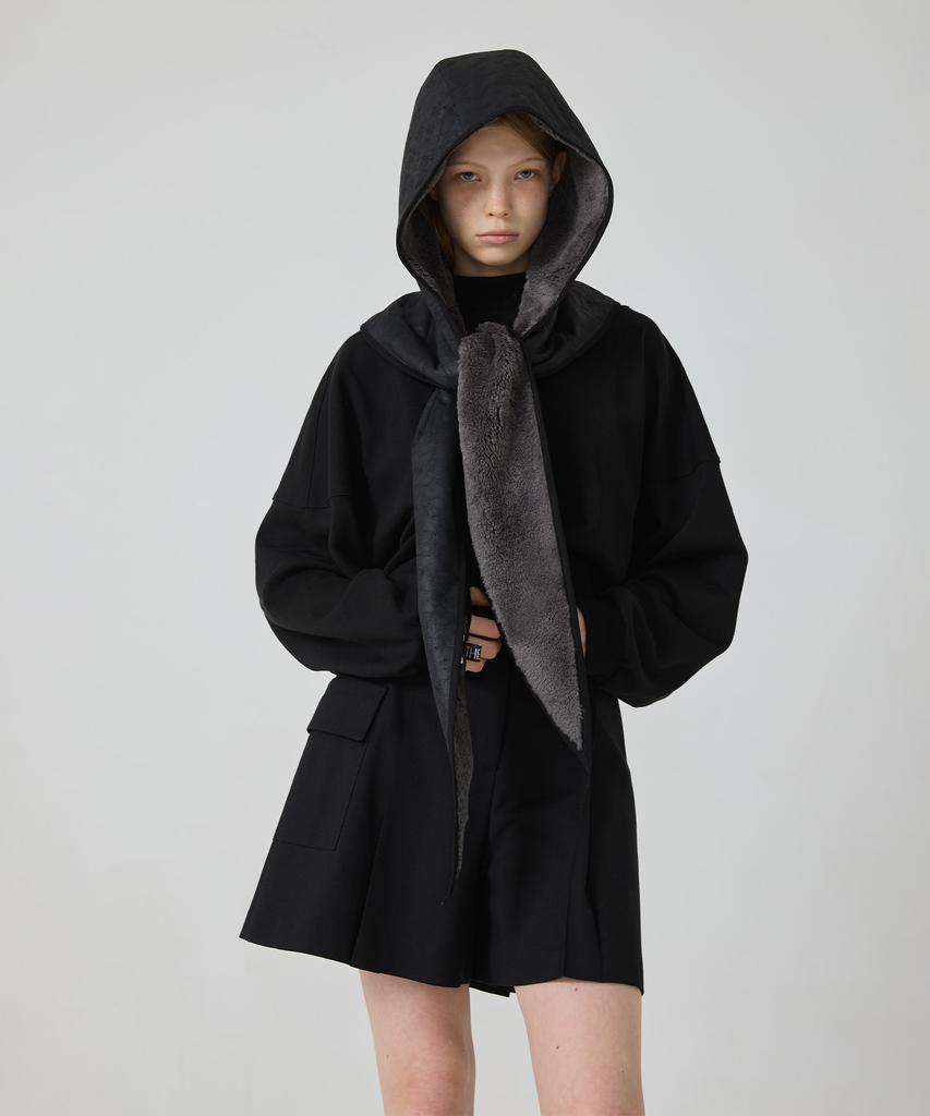 Yusentig Faux Shearling Hooded Balaclava Black Ax5Xf85110
