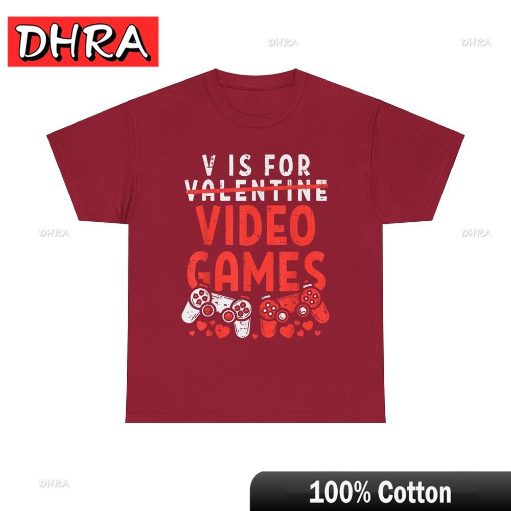 

V Is for Video Games Funny Valentines Day Gamer Boy Men Gift T-Shirt Edgy Tshirts Classic Female Edgy Tshirt Colorful Couples S