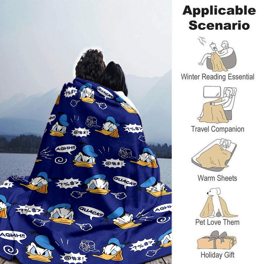 Donald Duck Quack Flannel Blanket Super Soft Warm Cozy Blanket for Sofa Bed Office Travel All‑Season Home Decor Gift