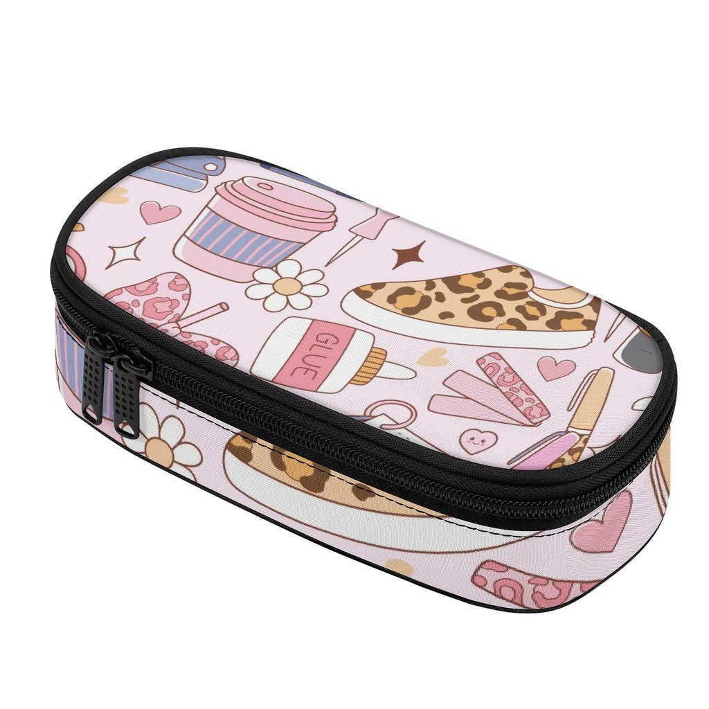 Pencil Bag Lightweight 300D Polyester Smooth Zipper with Main Compartment Mesh Pocket and Pen Slots for College and School Use