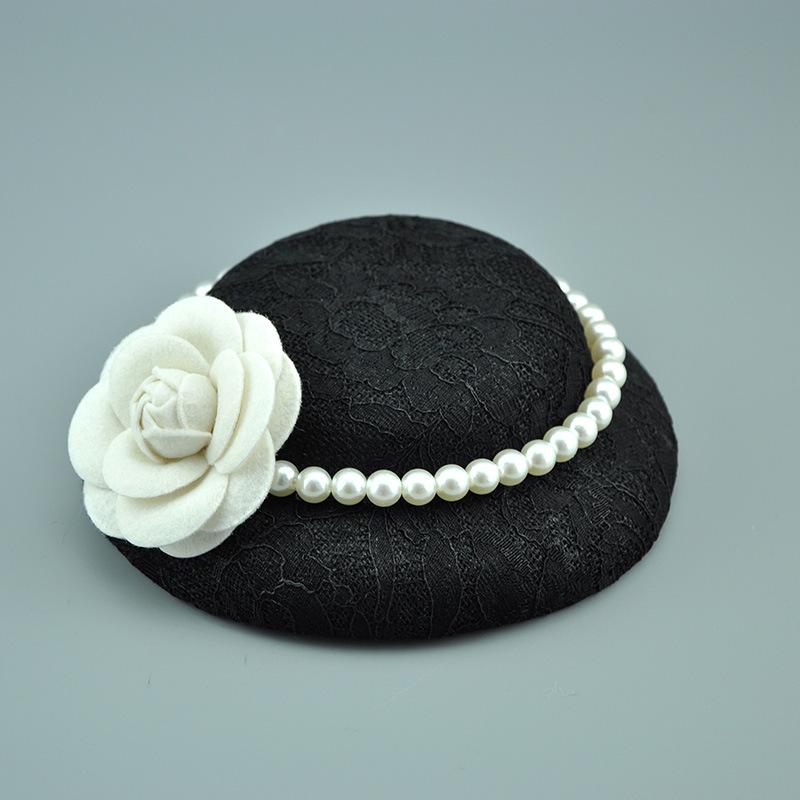 French Simple Pearl Top Hat British Celebrity Elegant Cheongsam Dinner Dress Night Shanghai Girls Catwalk Headdress