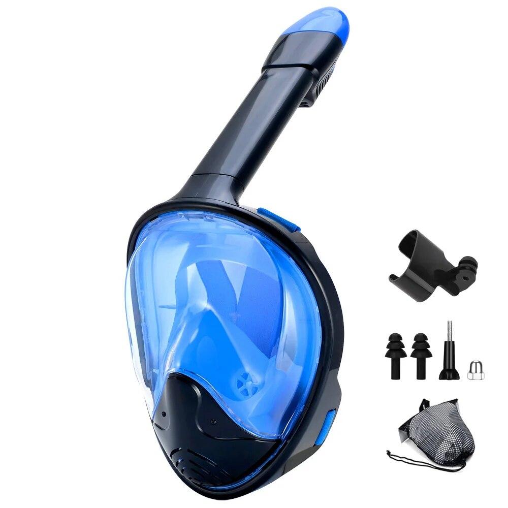 Full Face Snorkel Mask with Detachable Camera Mount,Snorkeling Swimming Diving Mask Wide View Anti-Fog Anti-Leak for Adult Youth