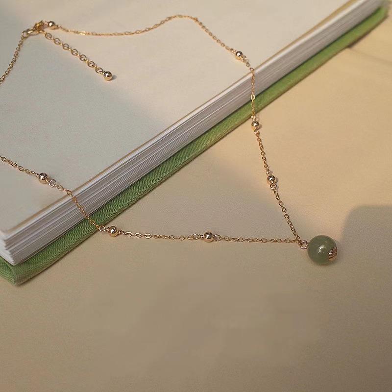 Elegant Gold Bead Necklace - Delicate Clavicle Chain with Small Beads, New Chinese Style, Cool & Versatile, Light Luxury