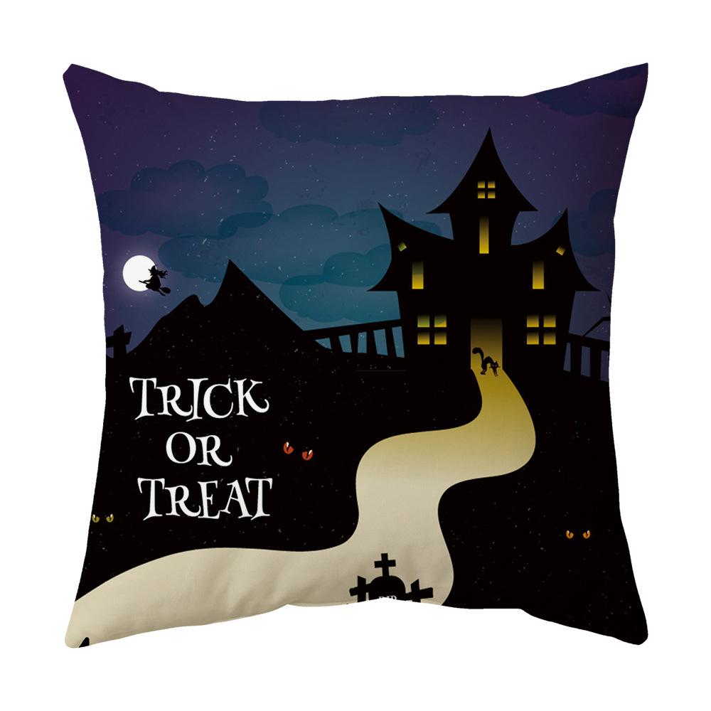 Halloween Cartoon Backrest Sofa Pillow Case Pillow Case Decoration Peach Skin Pillow Cushion Nordic Living Room