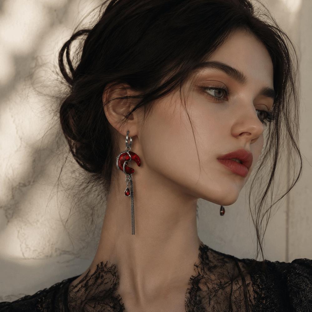 Gothic Style Asymmetry Earrings Tassel Chain Women Dangle Earrings  Hip-Pop Style