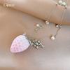 Korean Ins Style Simple Flocked Strawberry Pearl Necklace Accessories Women's Sweater Chain Accessories