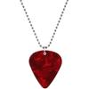 Hellfire Guitar Pick Fashion Red Necklace. Stainless Steel Bead Chain Necklace for Both Men and Women.