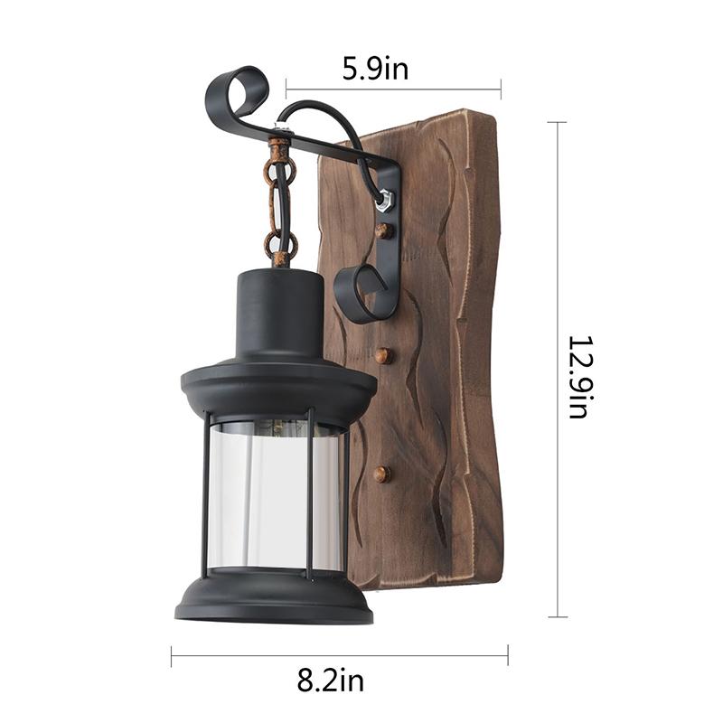 Vintage Wooden Wall Lamp E27 Industrial Restaurant Living Room Creative Corridor Corridor Background Wall Decoration Lamp
