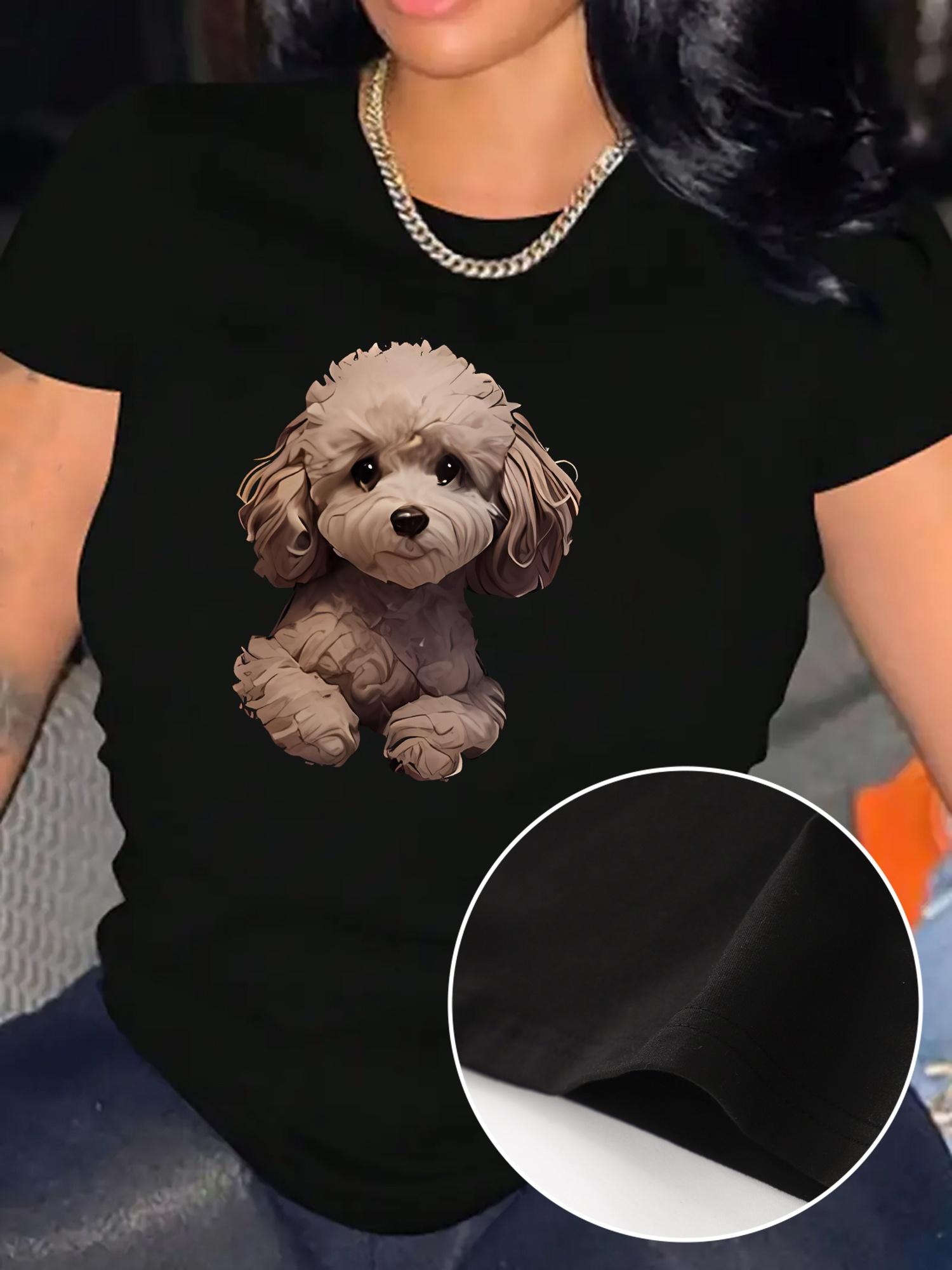 Cute Poodle Print T-shirt XL