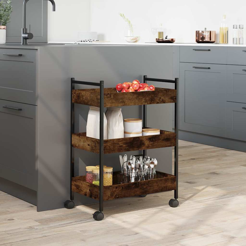 Vidaxl Kitchen Trolley, Smoked Oak, 50X30X70 Cm