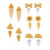 Design Female Hip-Hop Personality Trend Titanium Steel Plated 18K Gold Geometric Devil'S Eye Fringed Earrings Set