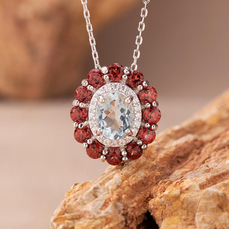 Natural Colored Jewelry Aquamarine Topaz Amethyst Citrine Stud Earrings S925 Silver Light Luxury High Sense