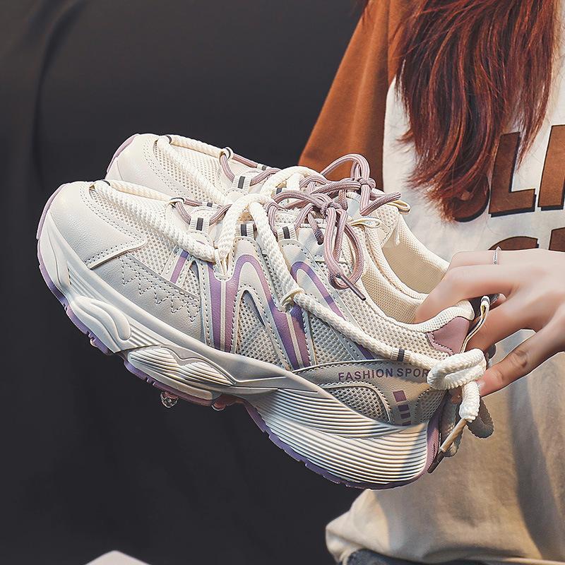 

Женские кроссовки папины кроссовки Новые весенние кроссовки Универсальная повседневная обувь Толстая подошва Дышащие Студенческие Беговые Туфли 40