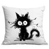 New Cartoon Lines Black Cat Simple Printed Pillowcase Home Sofa Cushion Pillowcase