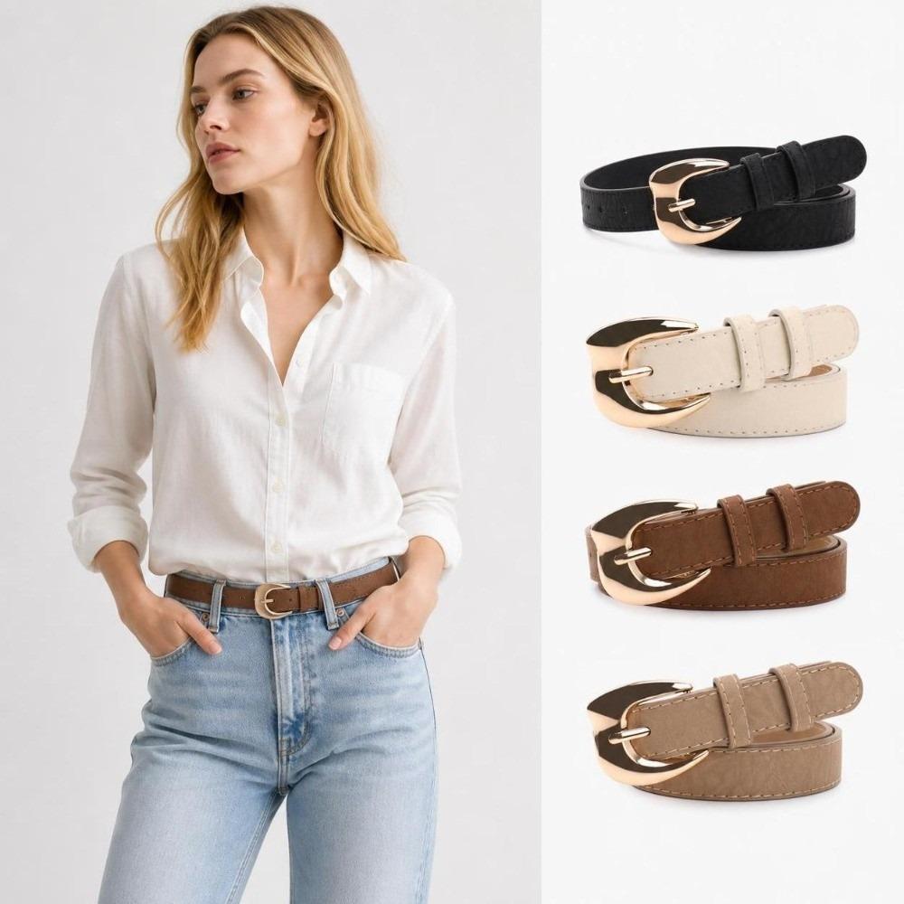 Pin Buckle Closure Women Waist Belt Gold Alloy Buckle Fashion Ladies Belt  For Women