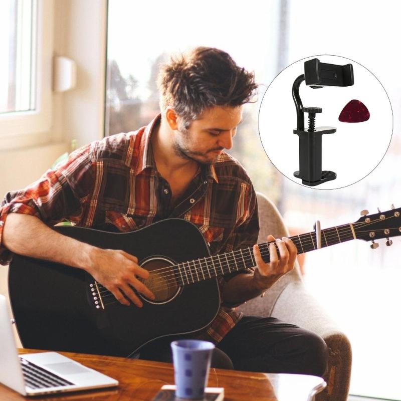 Music Phone Mount for Guitars Includes Mixed Color Picks Secure Attachment for Sheet Music Viewing