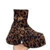 2024 Winter Height Increase 9cm Leopard Pattern Back Zipper Square Head Thick Bottom Shoes Women Retro Versatile Botas Mujer
