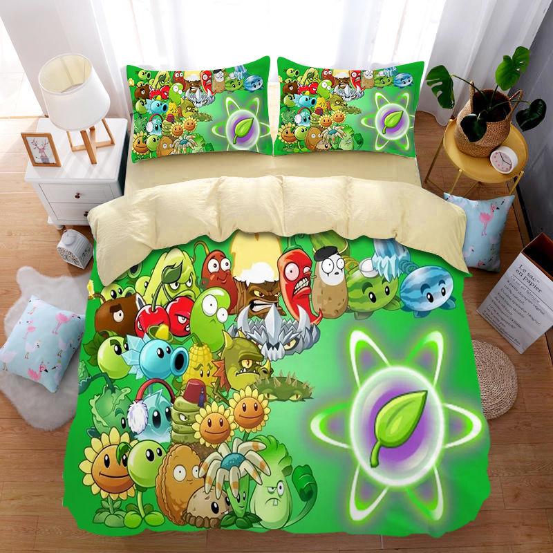 Plants Vs Zombies Duvet Cover Pillowcase Bedding Set Adult Boy Girl Bedroom Decoration Children Gift Single Double Large Size
