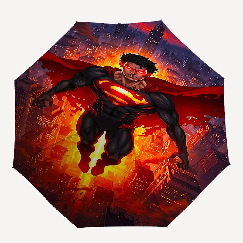 1pc Superman black Automatic Folding Umbrella - Compact 8-Rib Design, Durable Plastic & Iron1368L