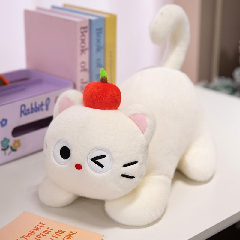 Apple Cat Plush Toy With Pp Cotton Filling For Kids And Gifts