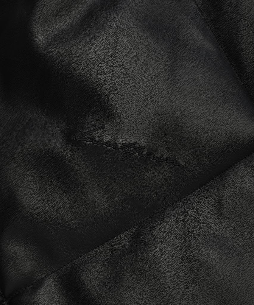Saintpain Sp Leder gesteppte Daunenjacke Schwarz